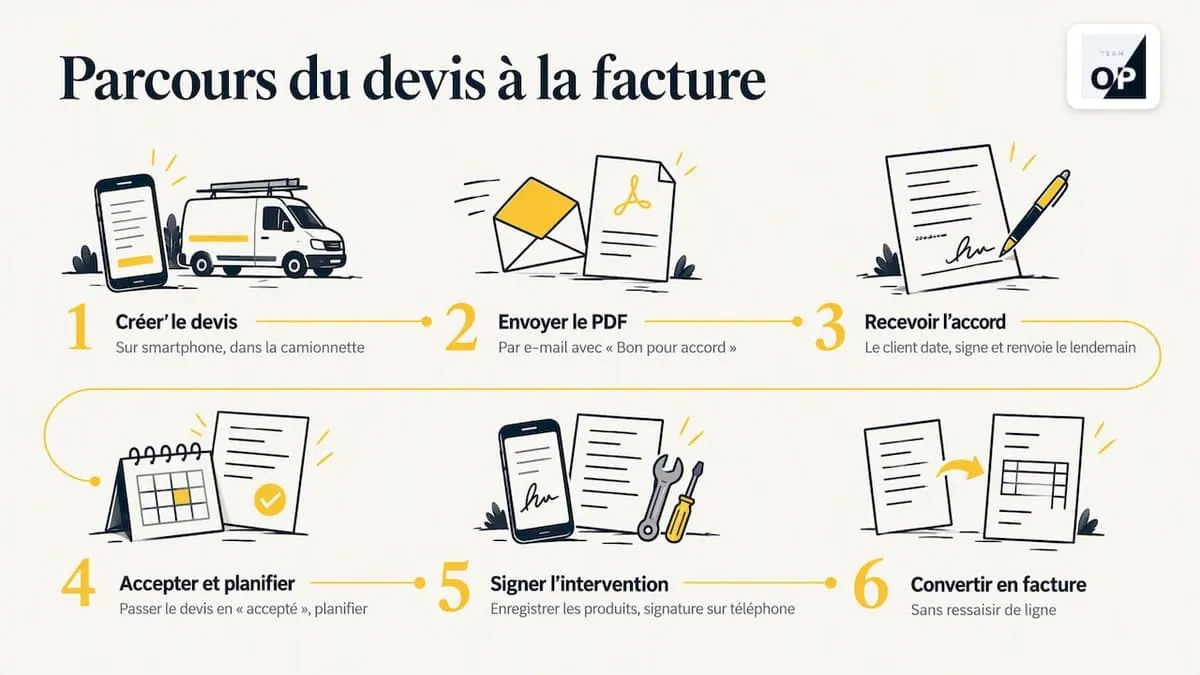 Parcours du devis signé à la facture