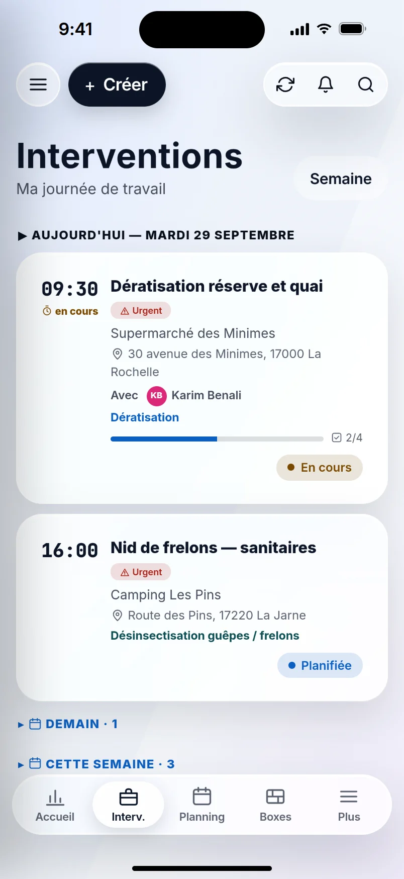 OP GESTION sur un iPhone : la journée de travail d'un technicien